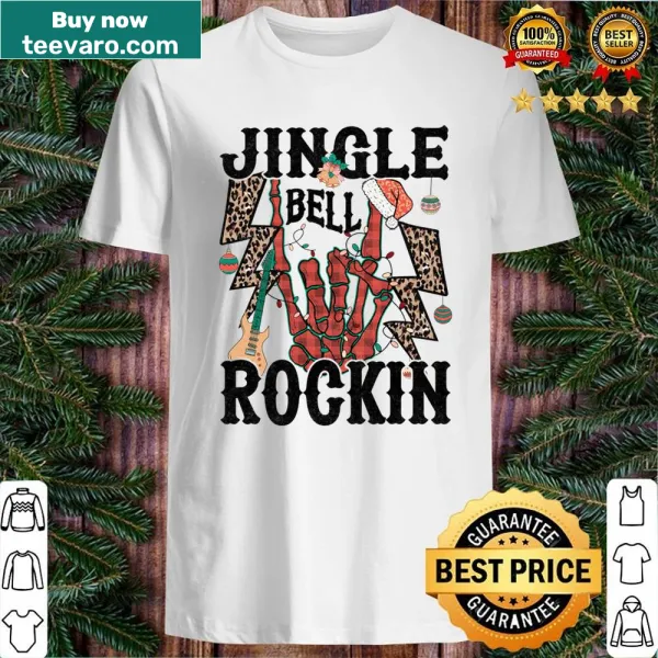Retro skeleton design Christmas shirt with rock and roll theme