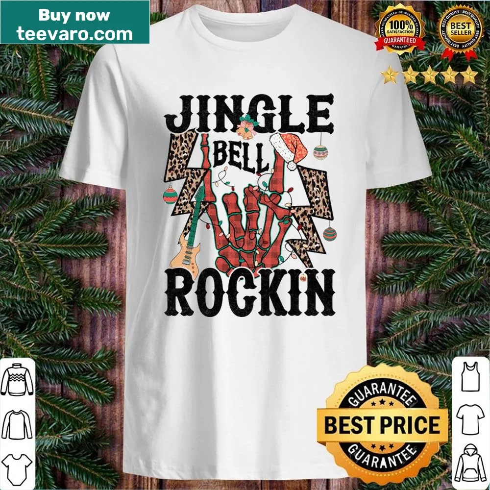 Retro skeleton design Christmas shirt with rock and roll theme