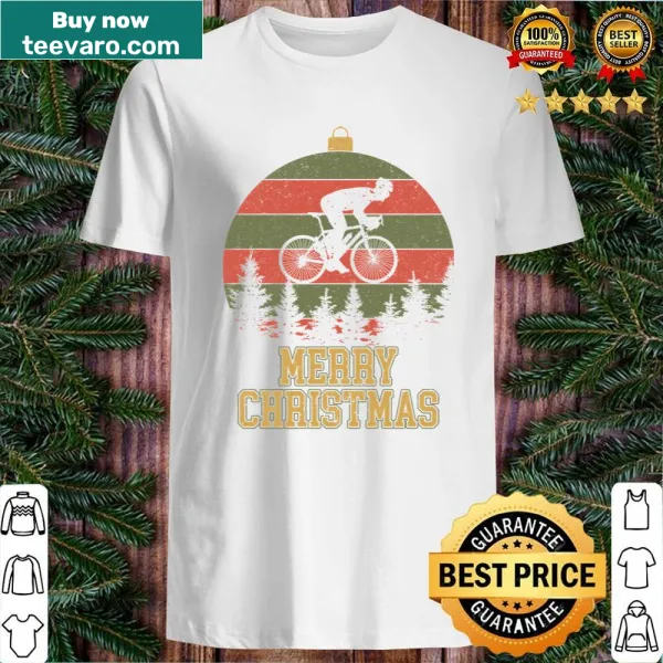 Cycling-themed Christmas tree design on a racerback shirt