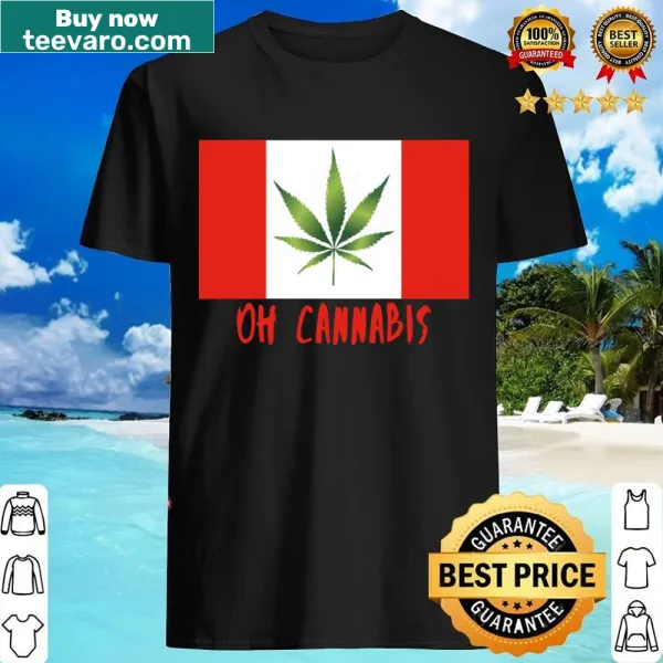 Playful cannabis-themed shirt featuring a maple leaf