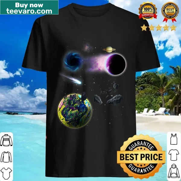 Astronaut t-shirt with planets of the solar system