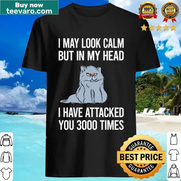 Graphic tee with a calm Persian cat and 'Look Calm' text