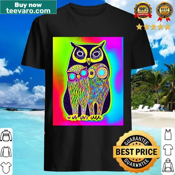 Cartoon Cat and Owl shirt with a cute friendship theme