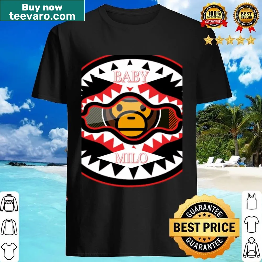 Shirt featuring Baby Milo and Bape shark teeth graphic
