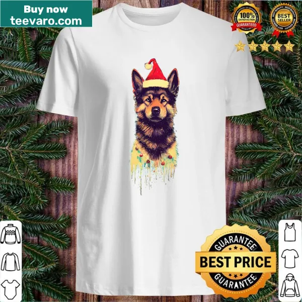 Illustrated Christmas shirt featuring a German Shepherd portrait