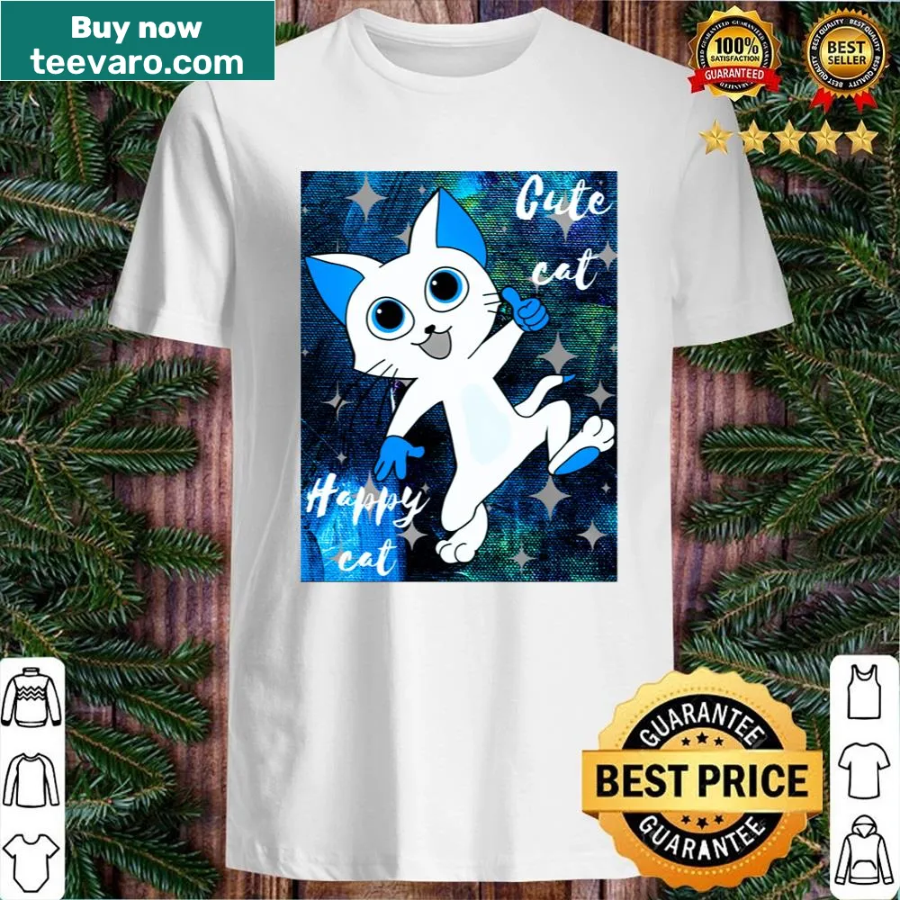 Cartoon design of a dancing cat on a shirt