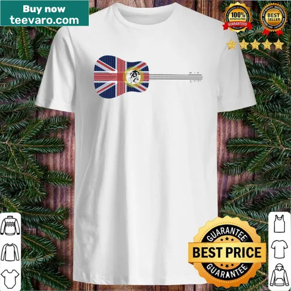Shirt featuring guitar silhouette with Union Jack flag design