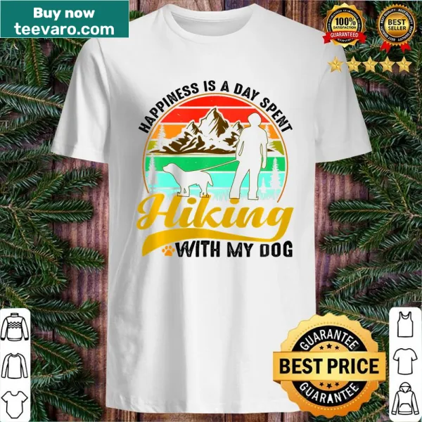 Quote t-shirt celebrating happiness spent hiking with dogs