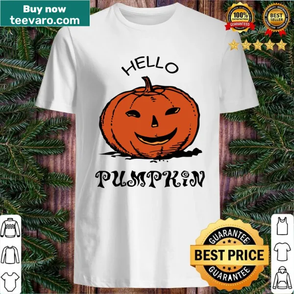 Autumn shirt with the phrase 'Hello Pumpkin' and fall motifs