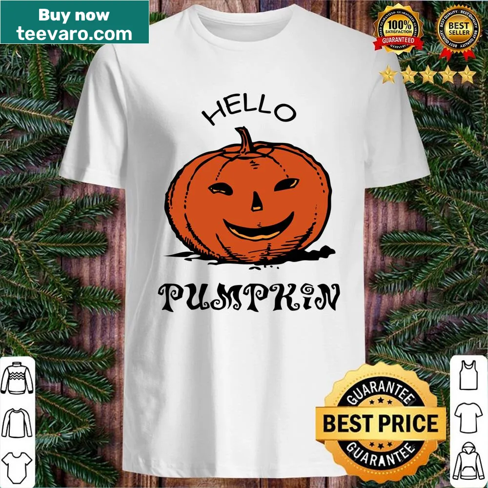 Autumn shirt with the phrase 'Hello Pumpkin' and fall motifs