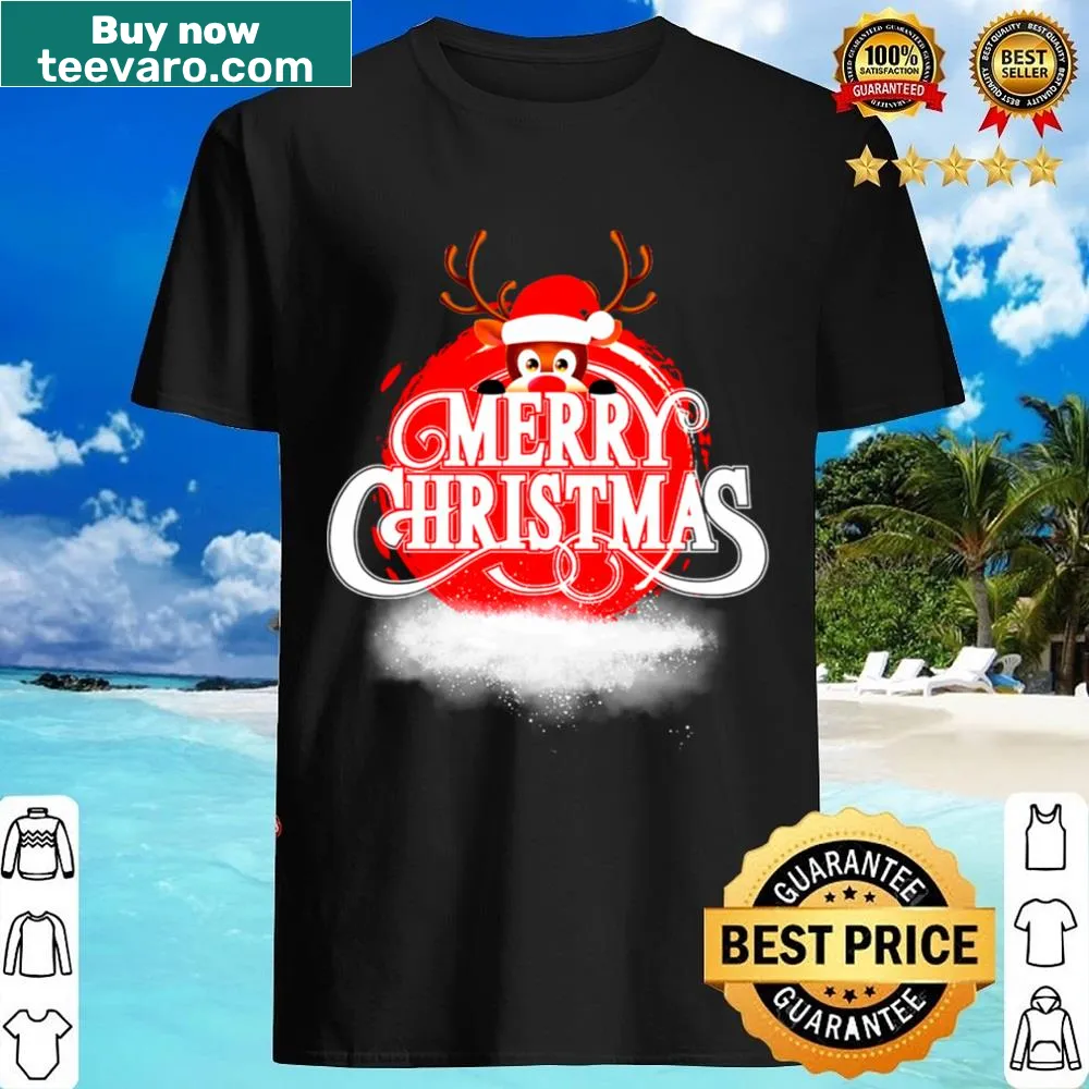 Merry Christmas shirt with a whimsical deer illustration