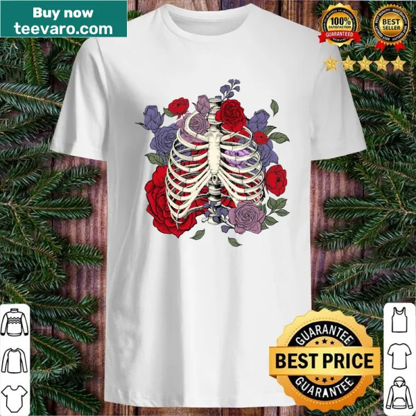 Vintage floral anatomy design featuring ribs on a t-shirt