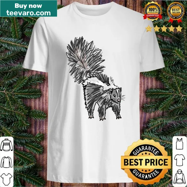 Illustrated scraggly skunk graphic on a fun t-shirt