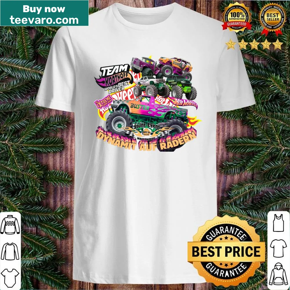 Cartoon monster cars graphic on a fun t-shirt