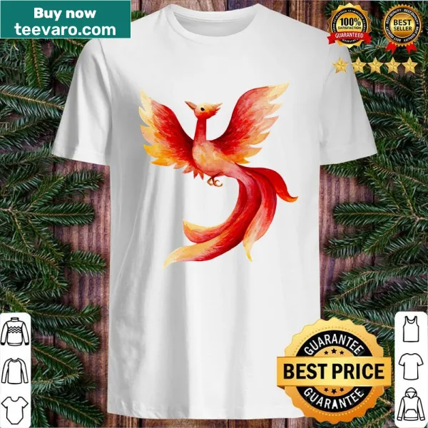 Cute shirt featuring a whimsical watercolor phoenix design
