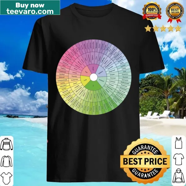 Shirt featuring a minimalist wheel design representing different emotions