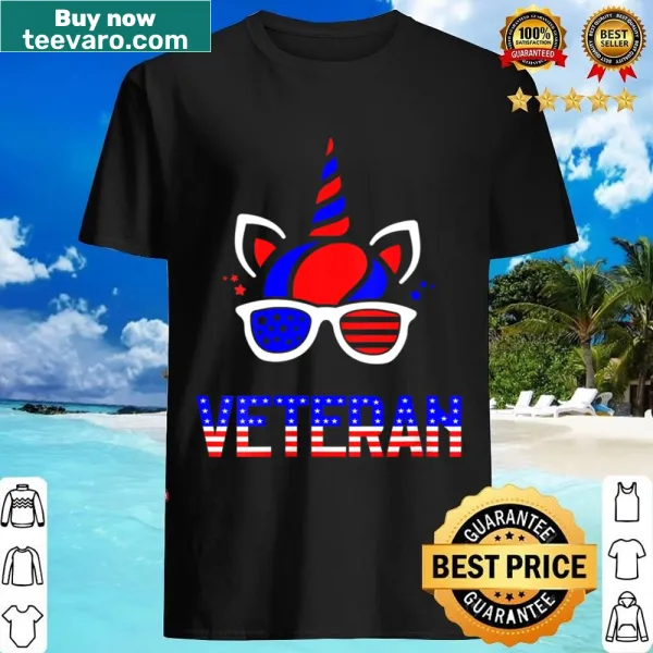 Patriotic unicorn graphic on a women's V-neck shirt