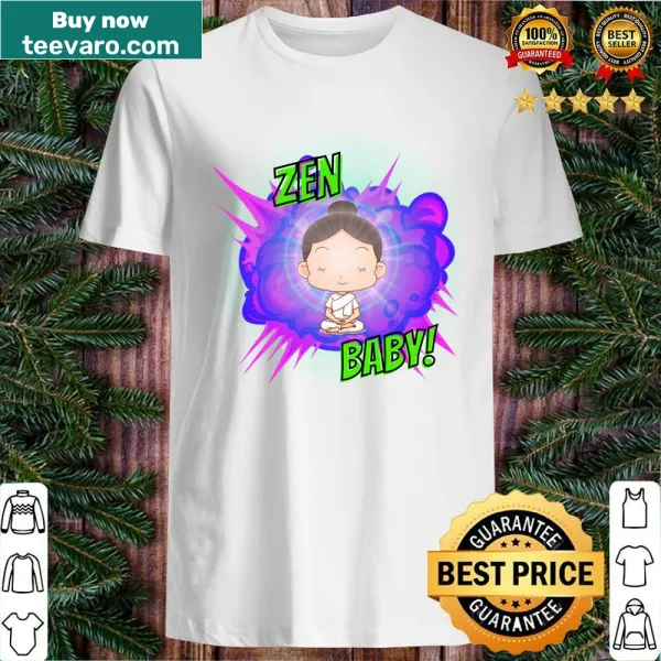 Funny Zen Baby shirt with cosmic mantra graphic in playful text