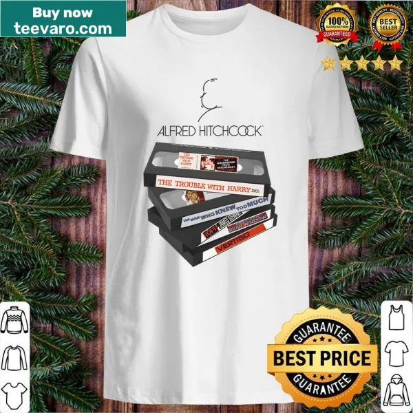 Vintage shirt showcasing classic Hitchcock film titles