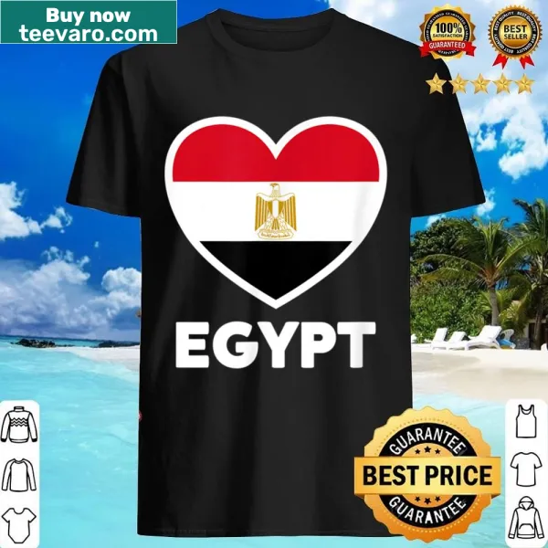 Heart-shaped graphic of the Egypt flag on a stylish shirt