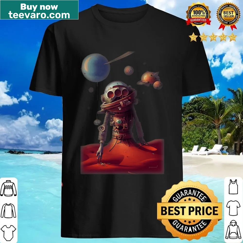 Quirky space pirate illustration on a T-shirt