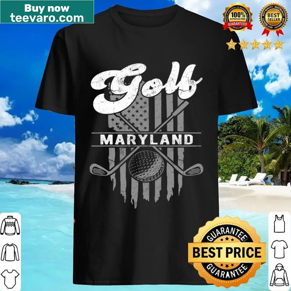 Golf-themed Maryland shirt with American flag design