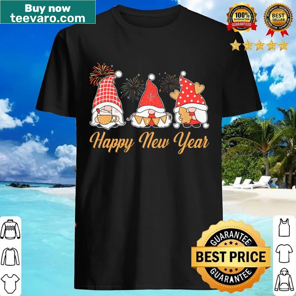 Cheerful gnomes celebrating New Year in a family shirt