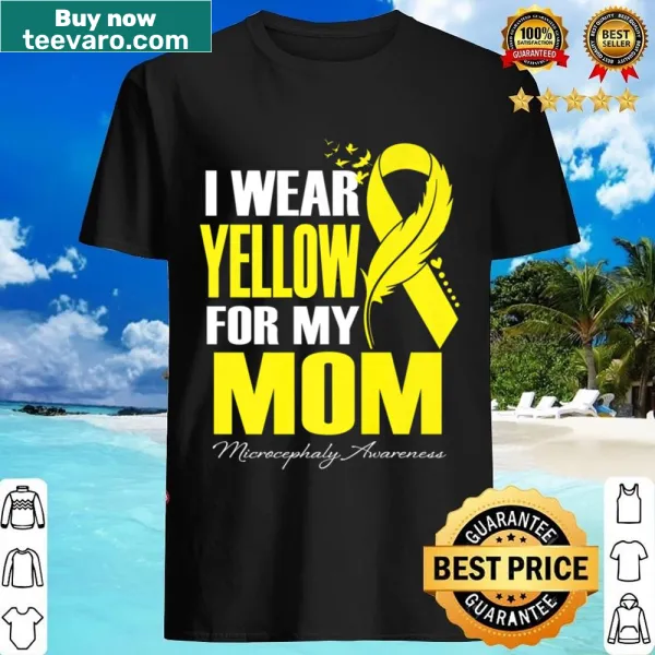 Yellow awareness shirt for Microcephaly with feather design