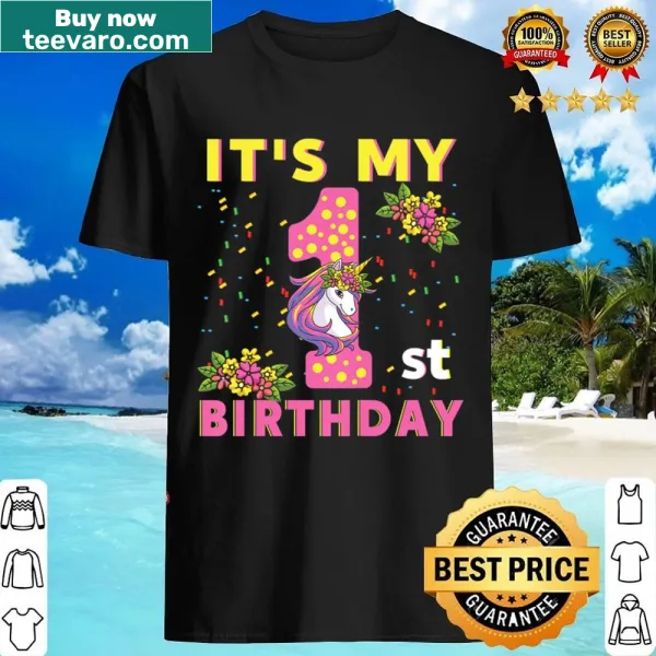 Unicorn-themed birthday shirt for 1-year-olds