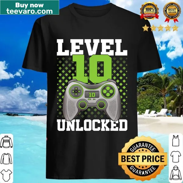 Playful gaming birthday shirt for kids featuring 'Level 10 Unlocked'
