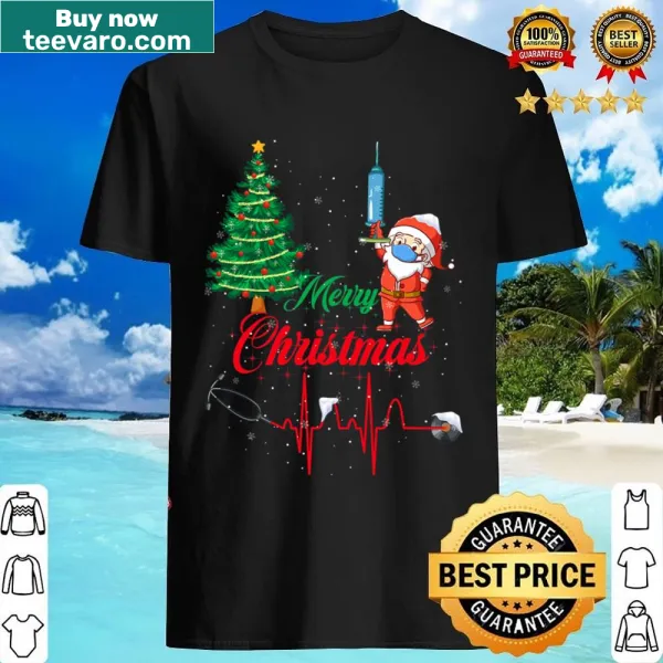 Christmas shirt for nurses with heartbeat and stethoscope design