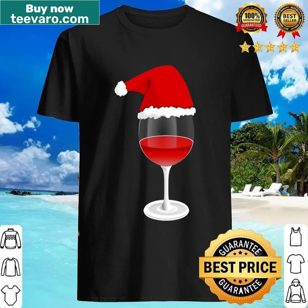 Holiday shirt featuring whimsical red wine-themed graphics