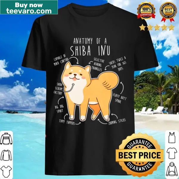 Illustrative shirt featuring Shiba Inu dog anatomy