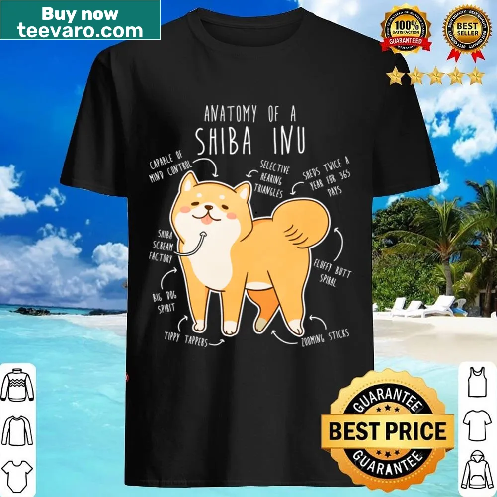 Illustrative shirt featuring Shiba Inu dog anatomy