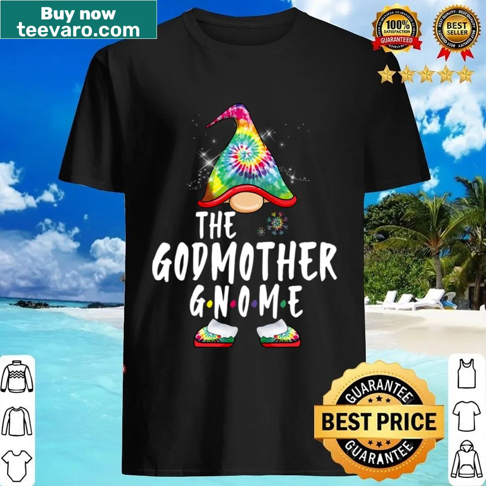 Tie dye Christmas shirt featuring a gnome design for godmothers