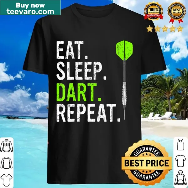 Eat Sleep Dart Repeat women's V-neck shirt with playful typography