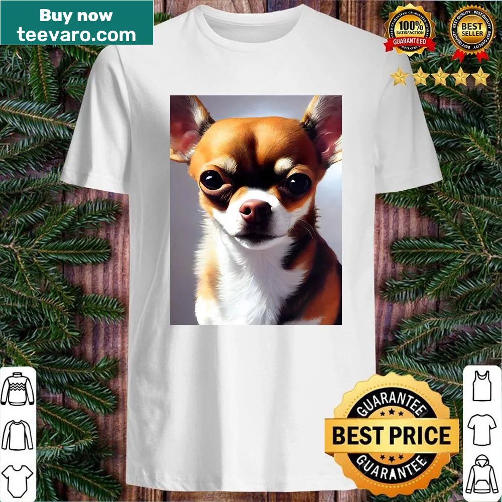 Charming Chihuahua dog portrait t-shirt with detailed illustration