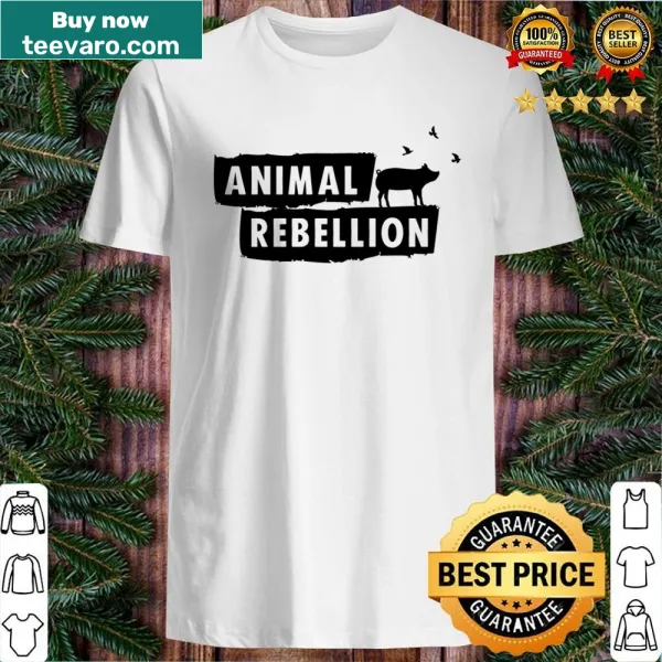 Animal rebellion logo in black on white shirt