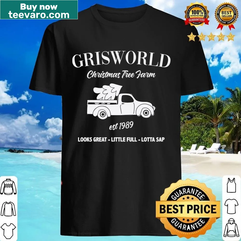 Illustrated shirt celebrating Grisworld Christmas Tree Farm since 1989