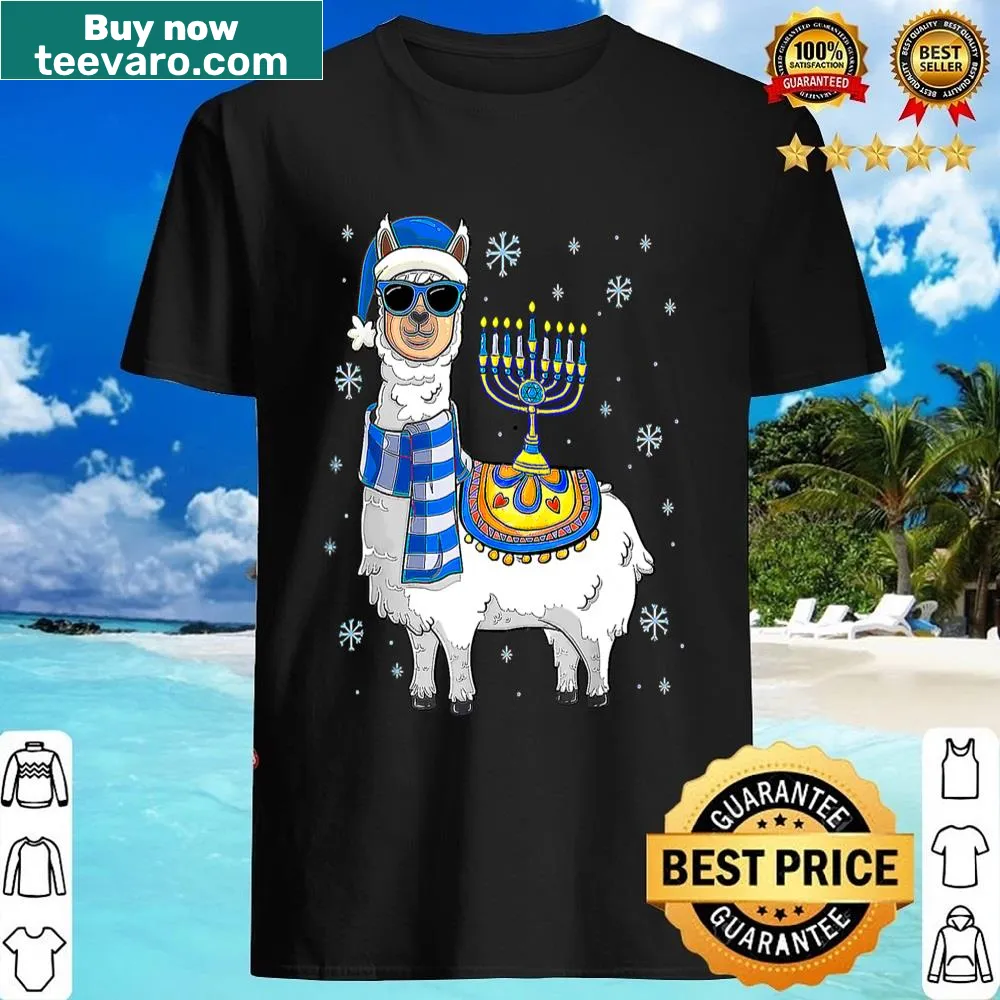 Cute alpaca Hanukkah shirt with Menorah design