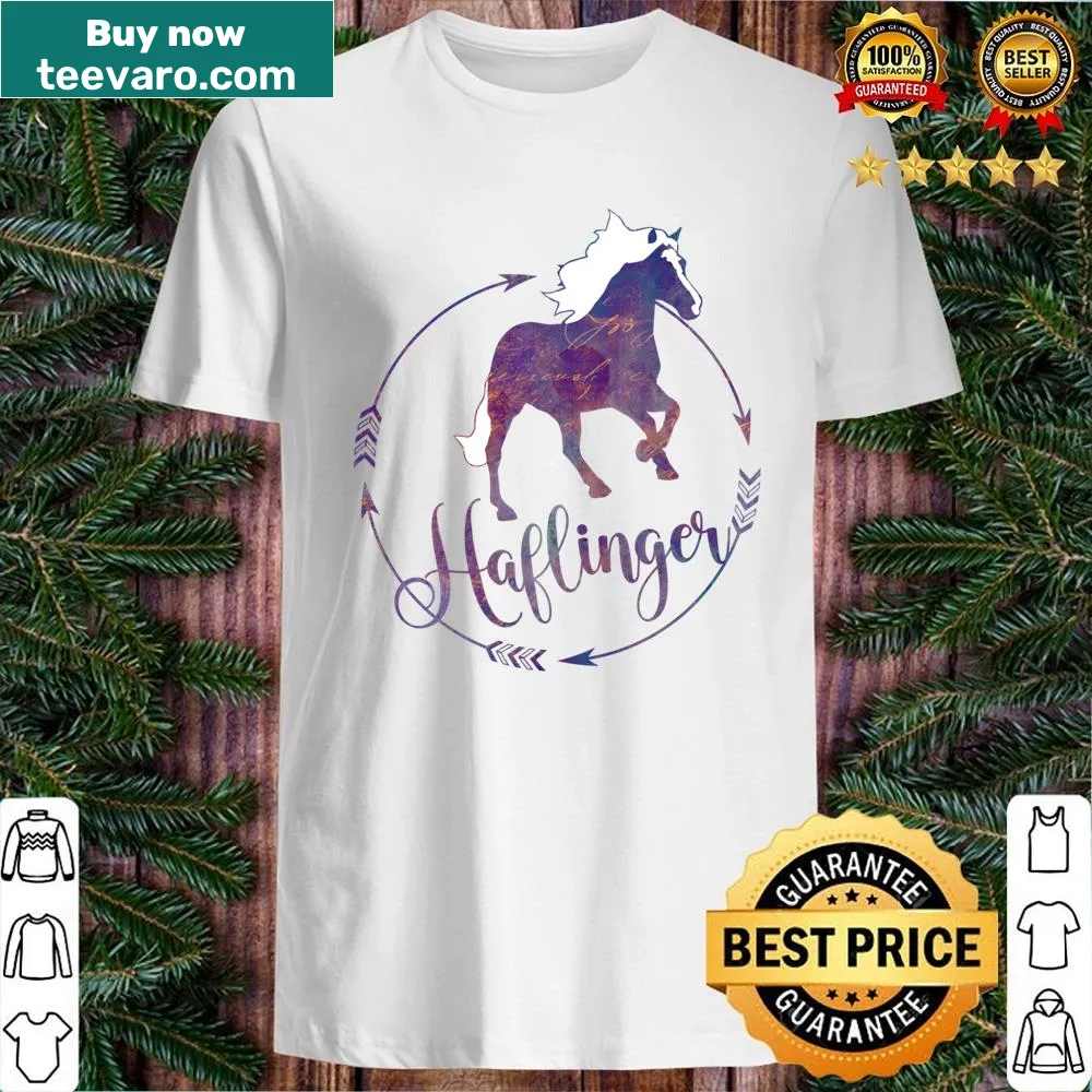 Illustration of a purple Haflinger horse on a shirt