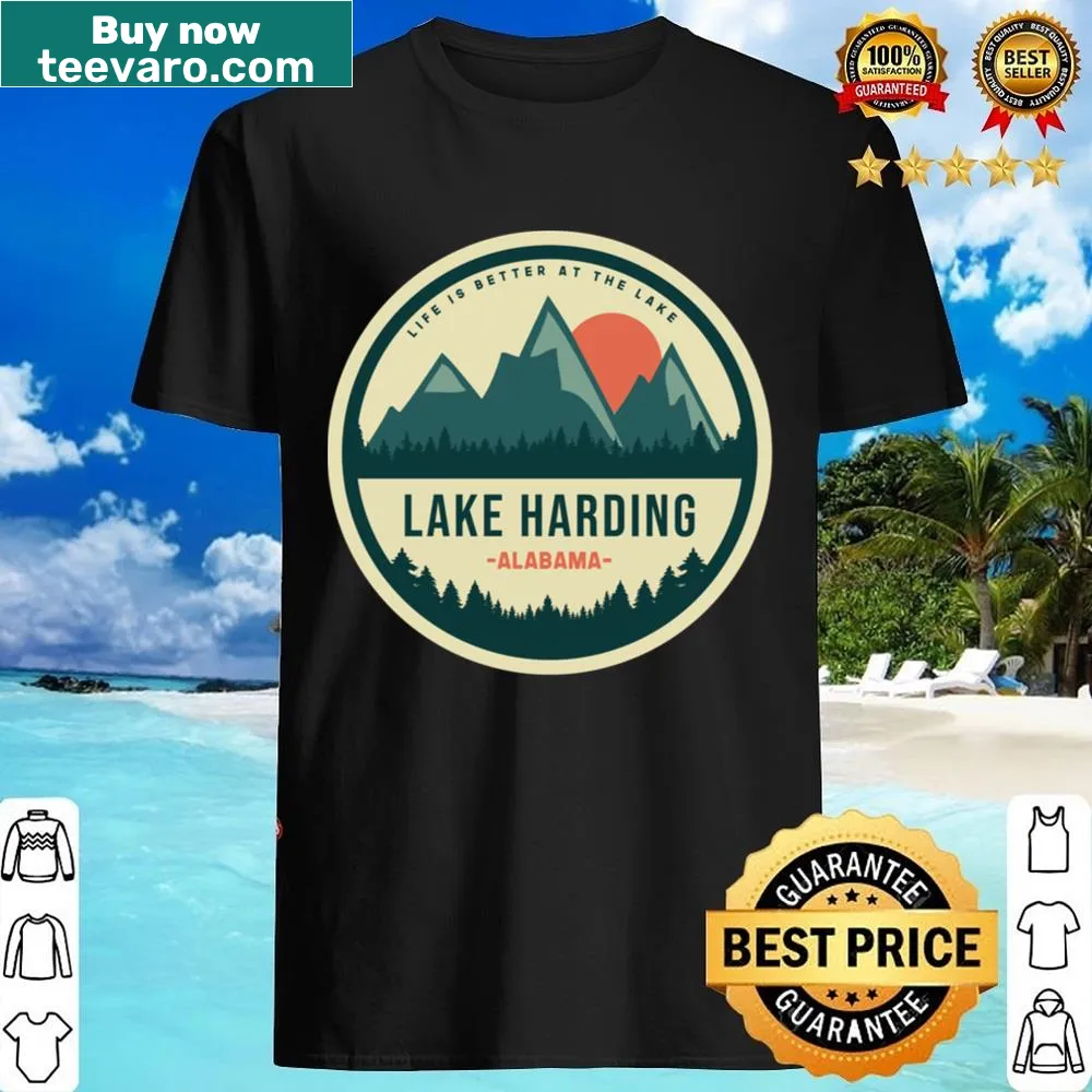 Vintage-style shirt depicting Lake Harding with mountains