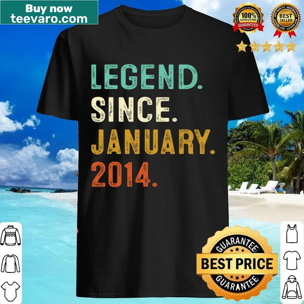 9th birthday shirt with Legend Since January 2014 graphic