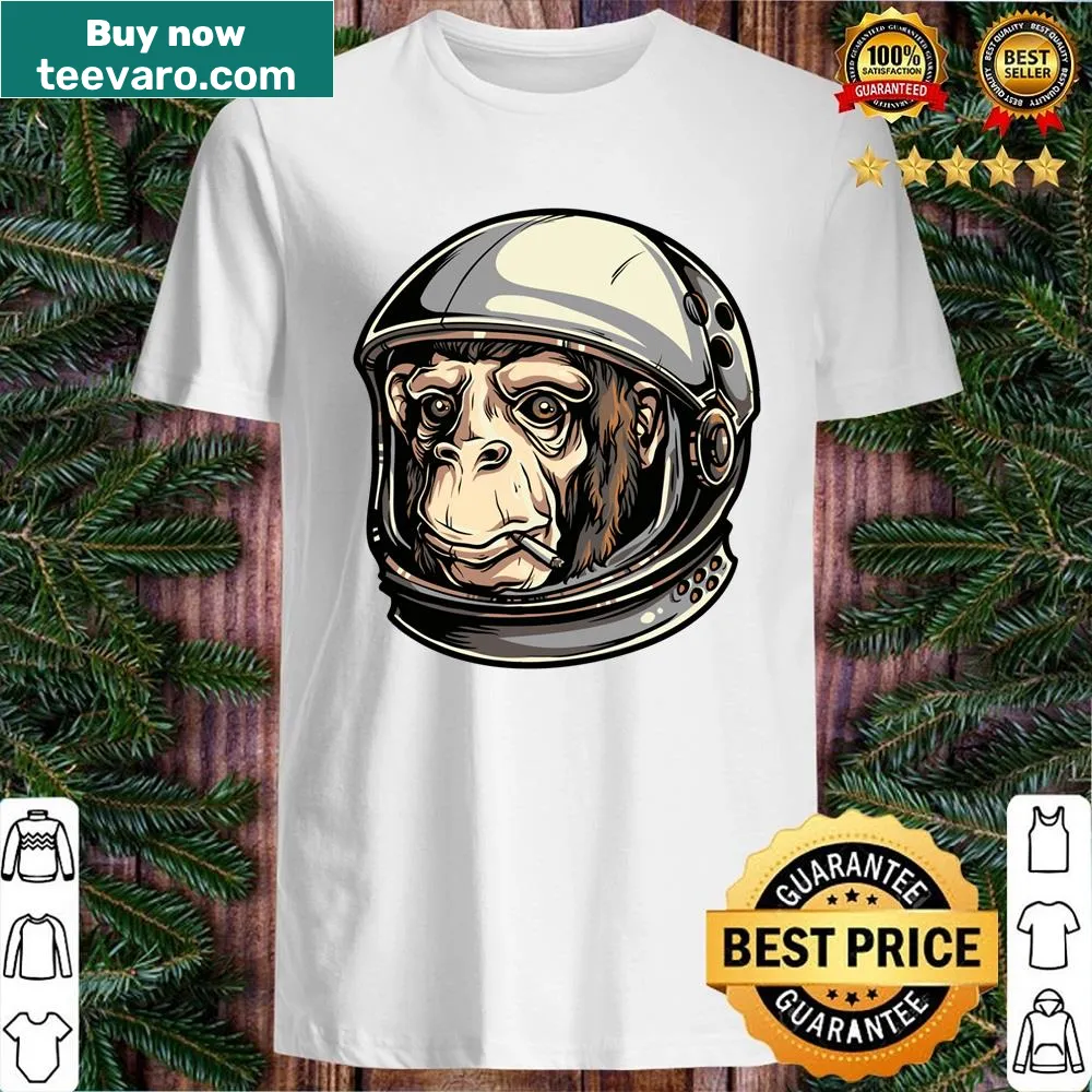 Whimsical monkey astronaut shirt with stars and planets design
