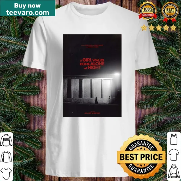 Illustrated shirt featuring a girl walking alone at night