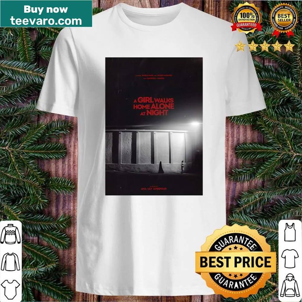 Illustrated shirt featuring a girl walking alone at night