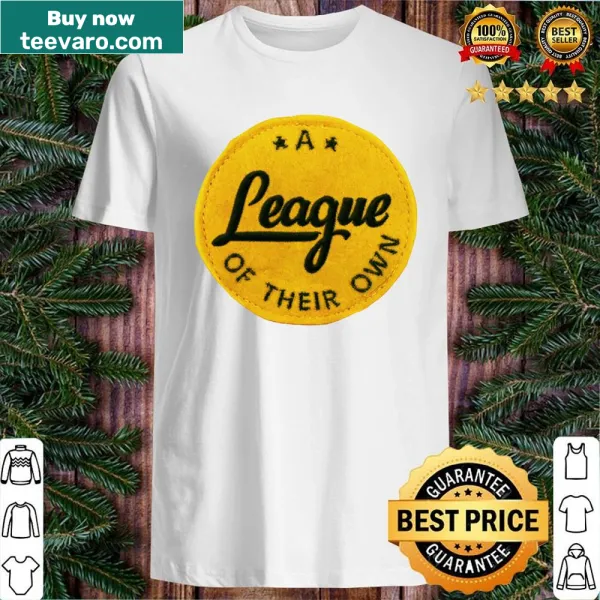 Mustard shirt featuring a league of their own patch design