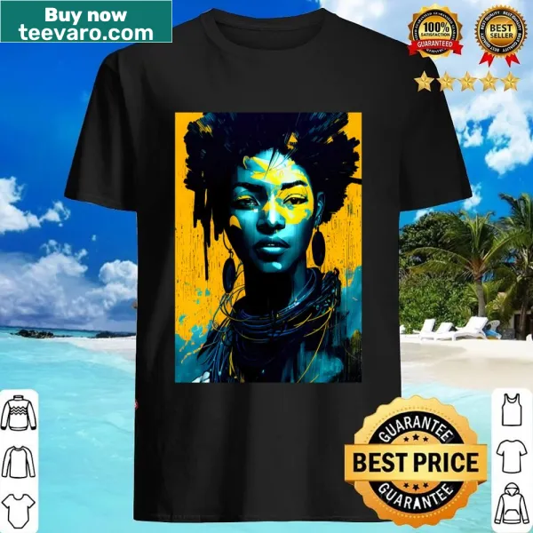 Illustration of an African woman on a zipped t-shirt.