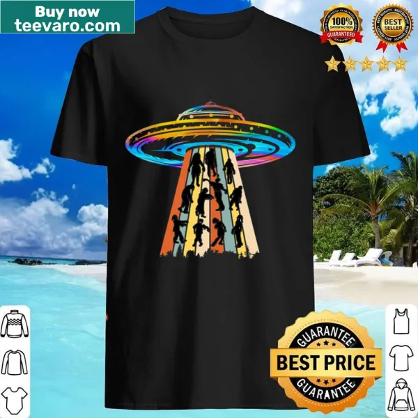 Vintage Halloween shirt featuring aliens, zombies, and a flying saucer