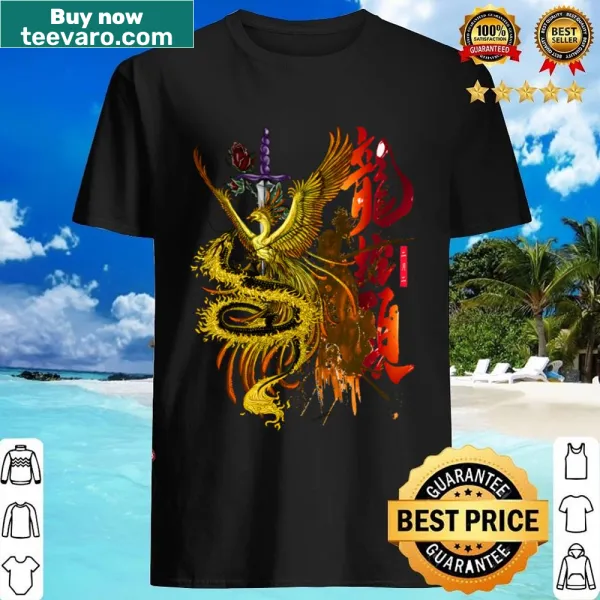 Vintage-style shirt with golden dragon firebender graphic